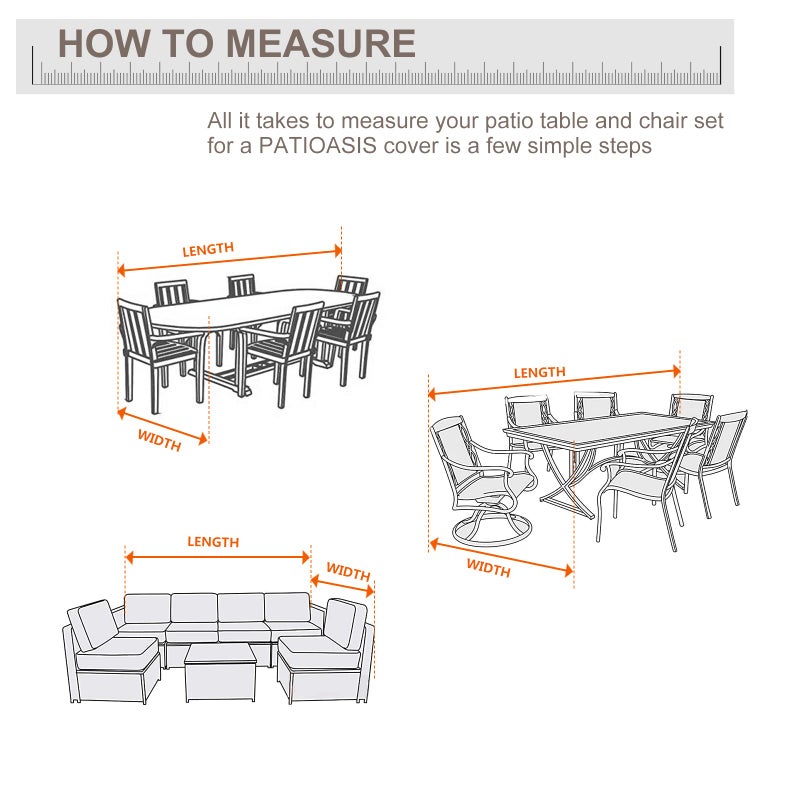 PATIOASIS Patio Table Covers Waterproof Rectangular  Hickory Patio Furniture Covers Gray 109''L x 84''W x 32''H Rectangle Outdoor Lawn Table and 7-9 Chairs Covers All Weather Proof - Image 2